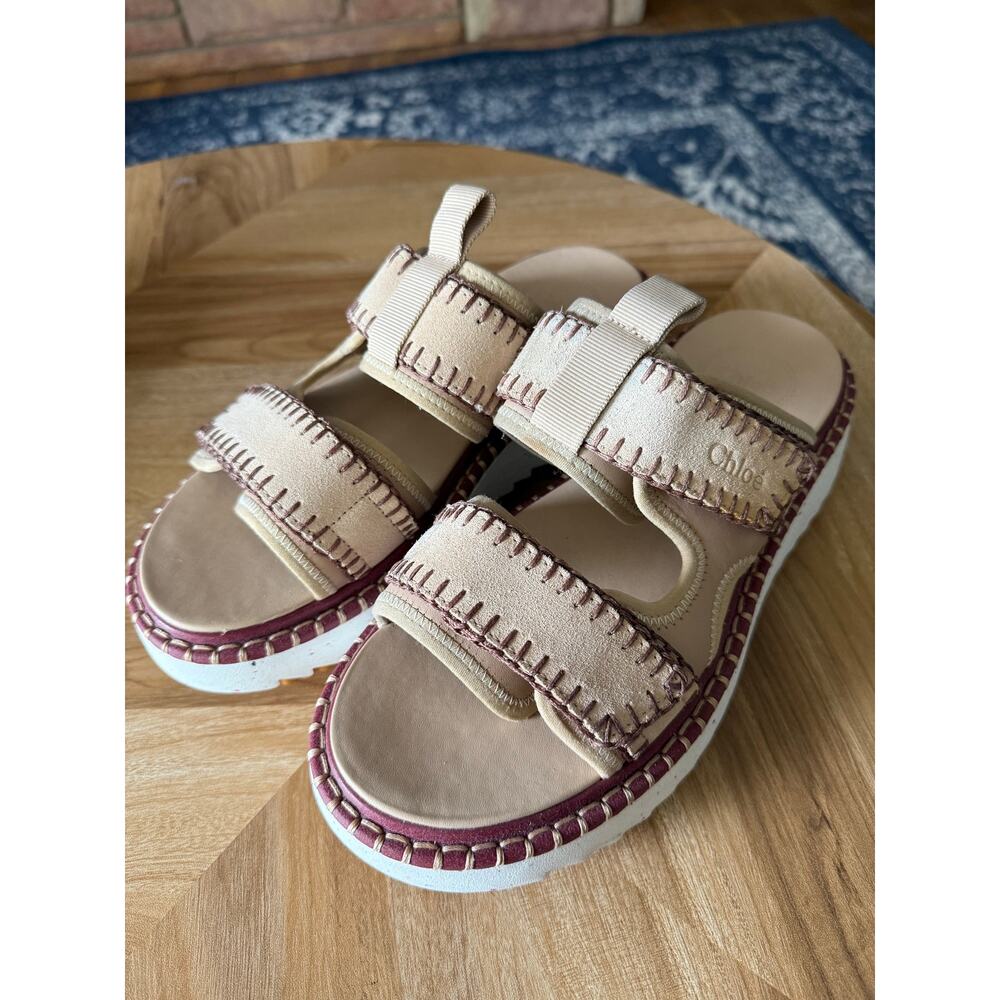 CHLOE Lilli Sporty Suede Platform Slide Sandals Sz. 40 - Picture 2 of 9
